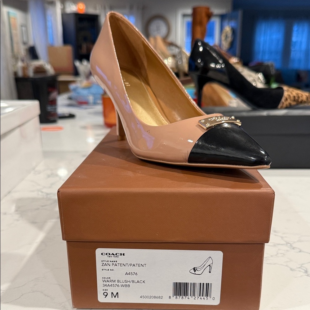 Coach Women's Blush and Black Patent Heels